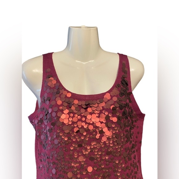 Eileen Fisher Magenta Purple Ultrafine Merino Wool Sequin Front Shell - Picture 2 of 9